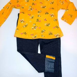 Little Less - Yellow & Floral Bodysuit - Size 12M